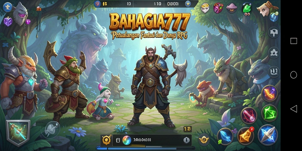 Tampilan utama gameplay RPG BAHAGIA777 yang penuh aksi.