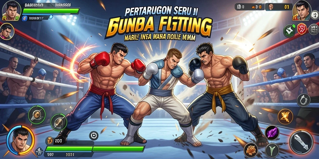 Screenshot utama yang menunjukkan aksi bertarung seru dalam BARU01.