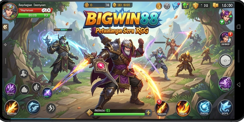 Tampilan gameplay seru pada BIGWIN88 saat bertarung dengan monster.