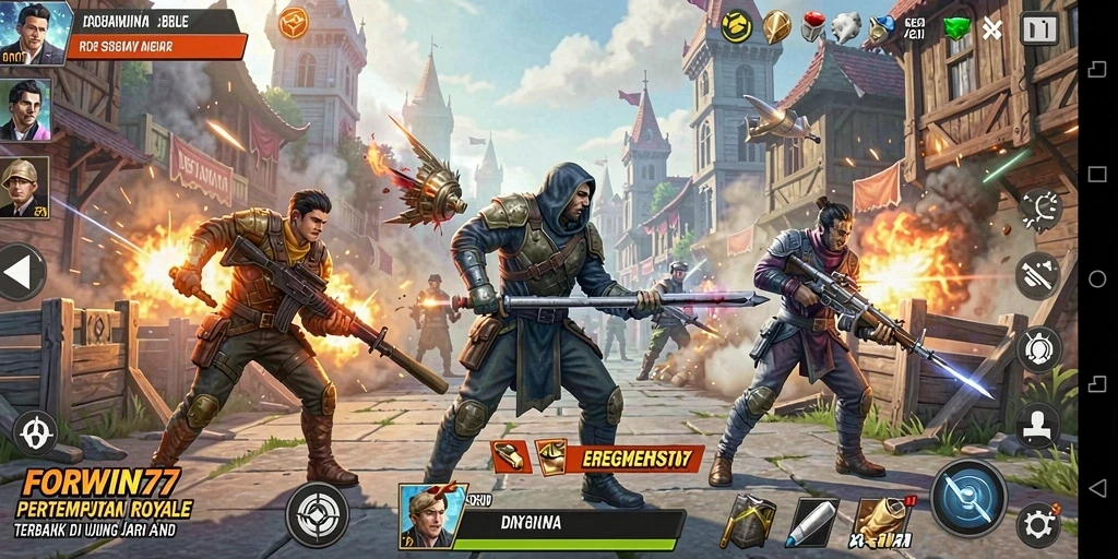 Tampilan keren dari gameplay Battle Royale FORWIN77 dengan aksi seru.