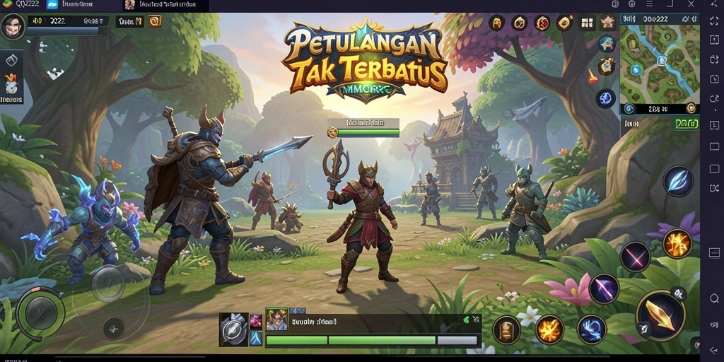 Tangkapan layar permainan QQ222 menampilkan aksi seru dalam dunia MMORPG.