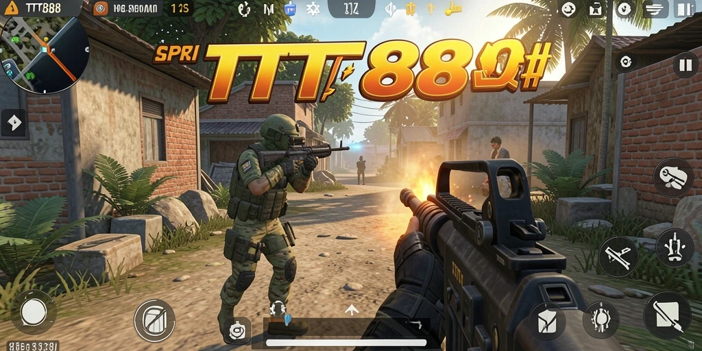 Screenshot utama TTT888 menampilkan aksi seru gameplay TPS.