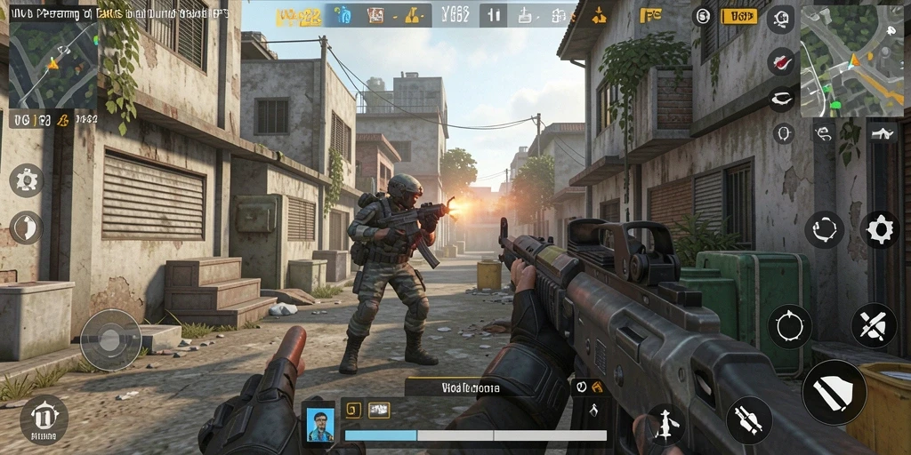 Tangkapan layar menampilkan aksi seru dari gameplay FPS di VV62.